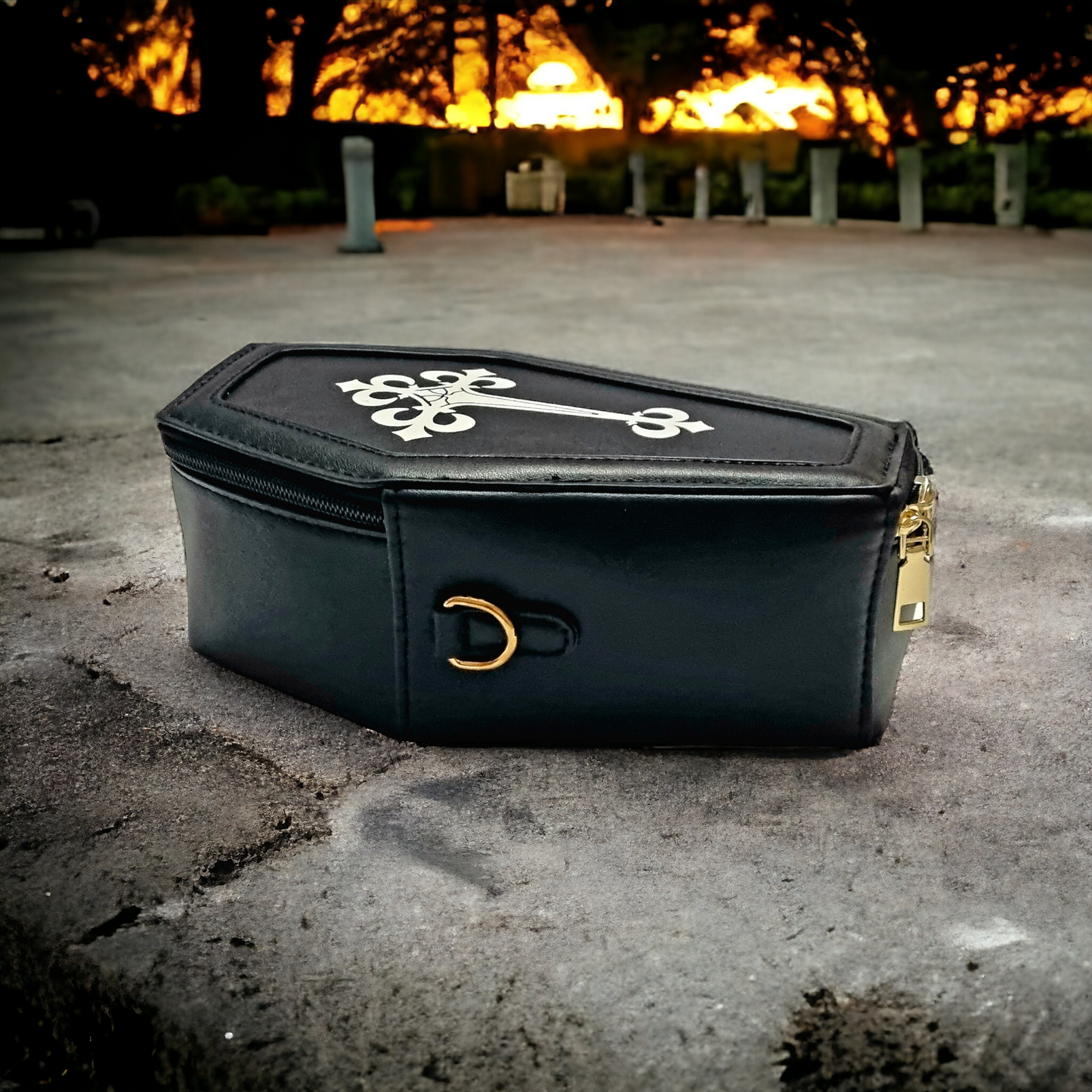 Retro Black Gothic Messenger Pouch Coffin-Shaped Shoulder Bag - Unique And Striking