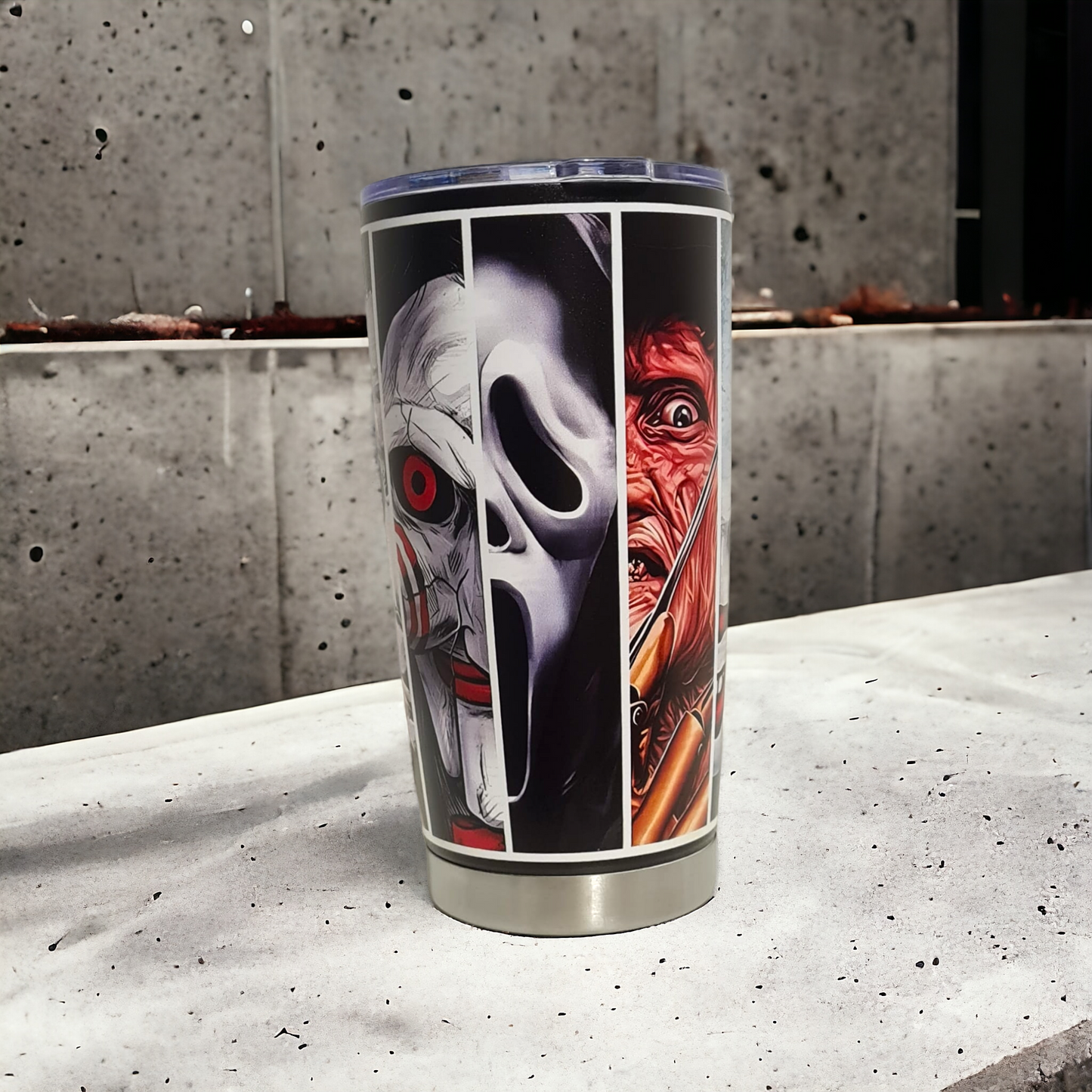 Horror Movie Characters 20oz Stainless Steel Tumbler - Showcasing Iconic Horror Villains