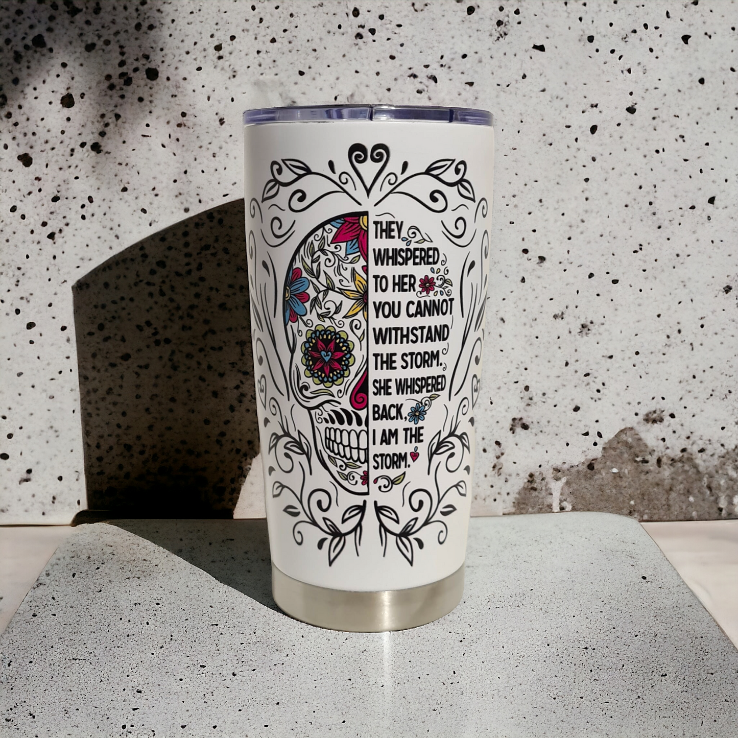 Empowering Gothic/Alternative Stainless Steel 20oz Tumbler - Featuring A Striking Quote