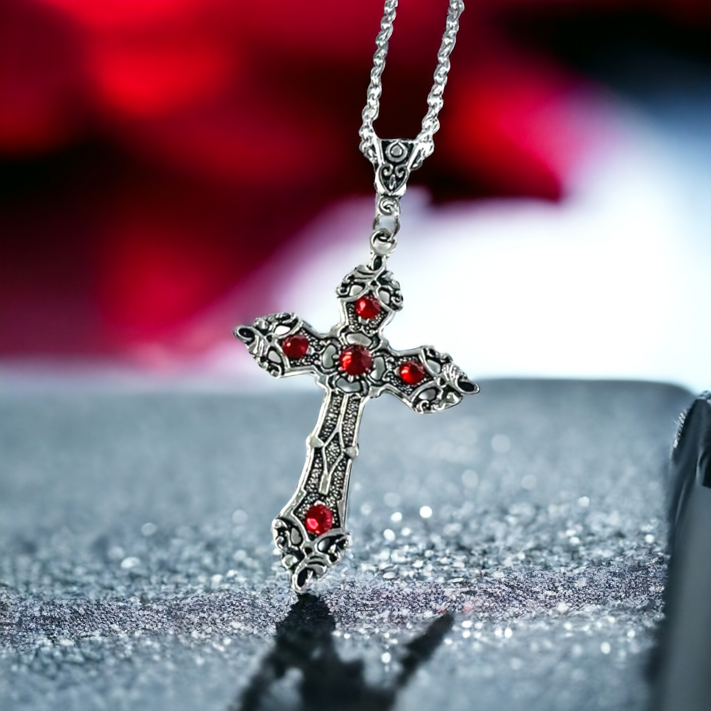 Intricately Detailed Cross Charm Necklace For A Timeless Aesthetic