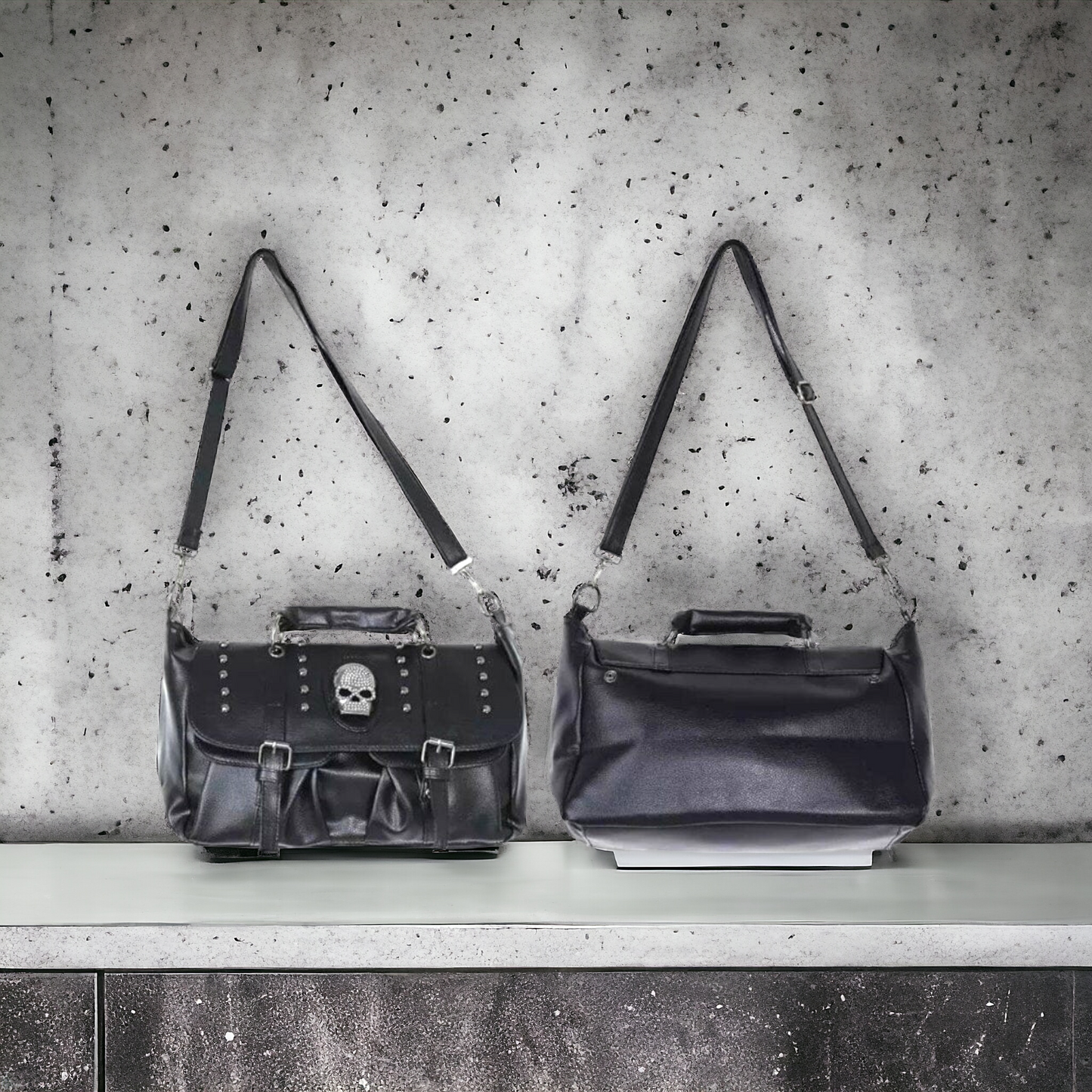 Skull & Buckle Large Studded Handbag - A Must Have For The Gothic And Alternative Fashion