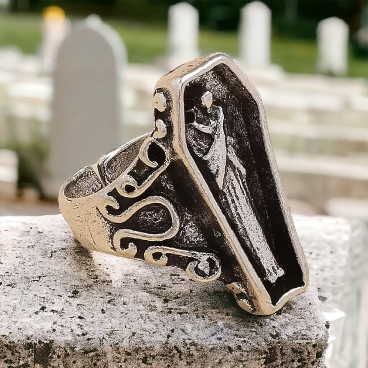 Tombstone/Coffin Ring, Designed For A Gothic Aesthetic