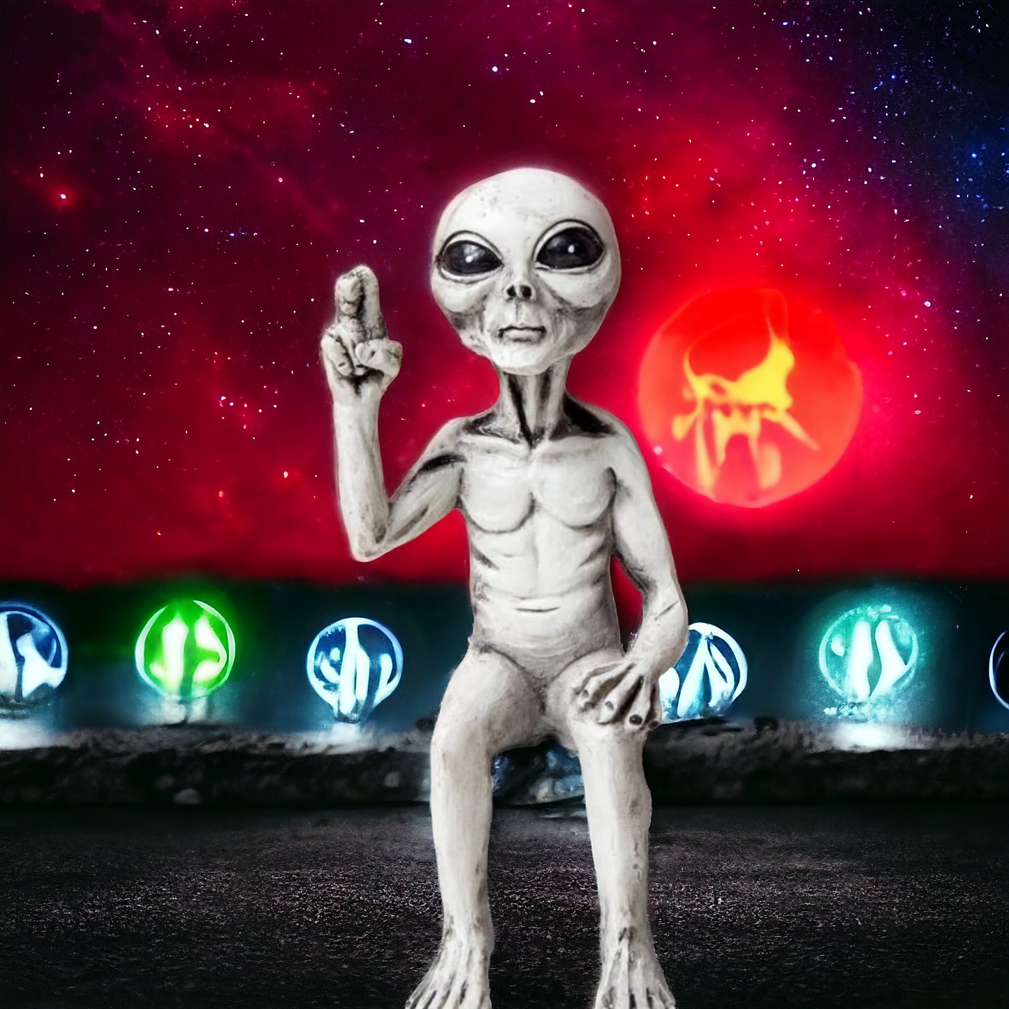 Peace Sign Alien Ornament - A Cosmic Touch for Your Space