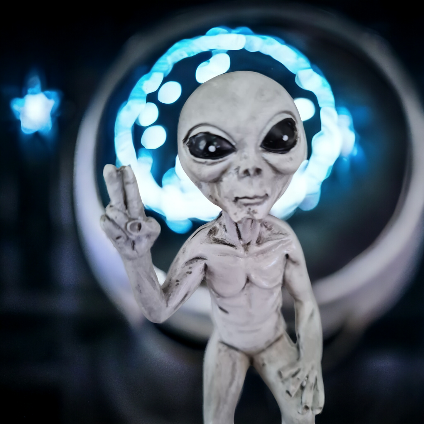 Peace Sign Alien Ornament - A Cosmic Touch for Your Space