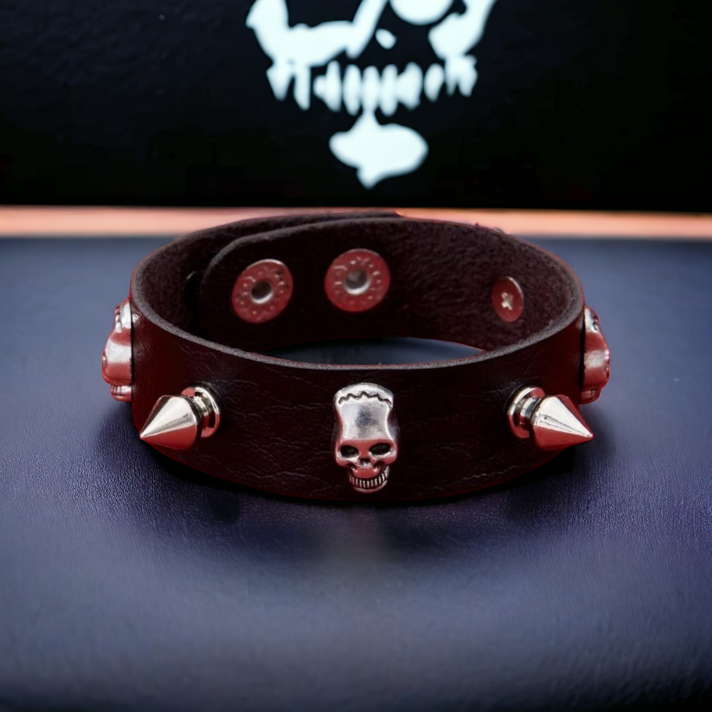 Skulls & Spikes PU Leather Bracelet - An Unmistakably Gothic Vibe