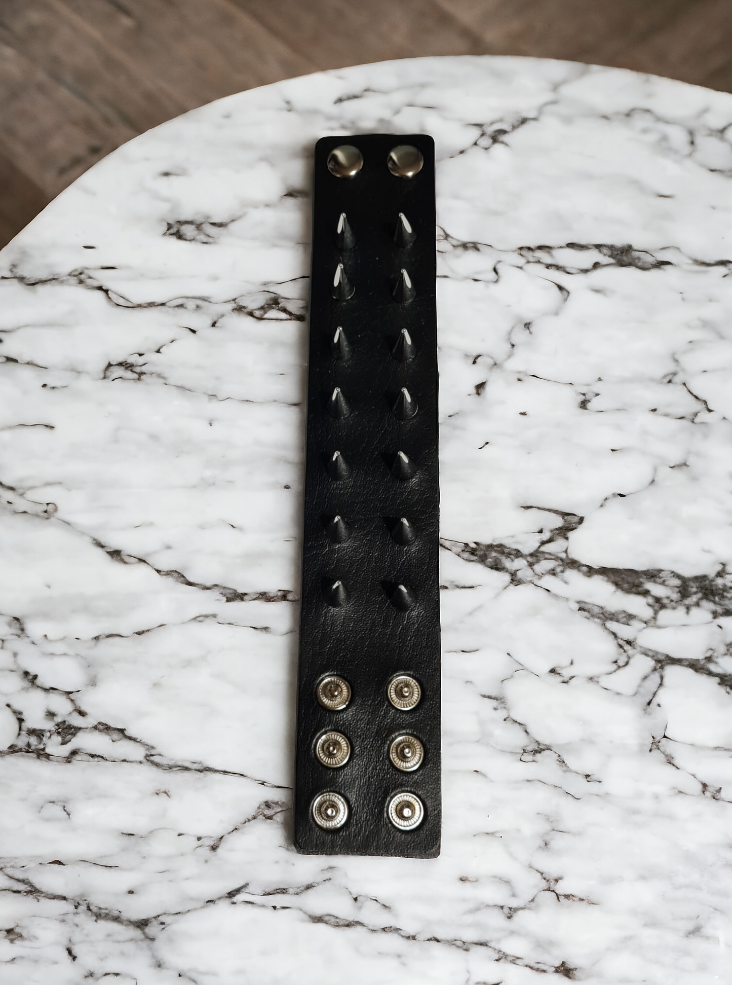 Long Spiked Cuff Bracelet - Edgy Sophistication