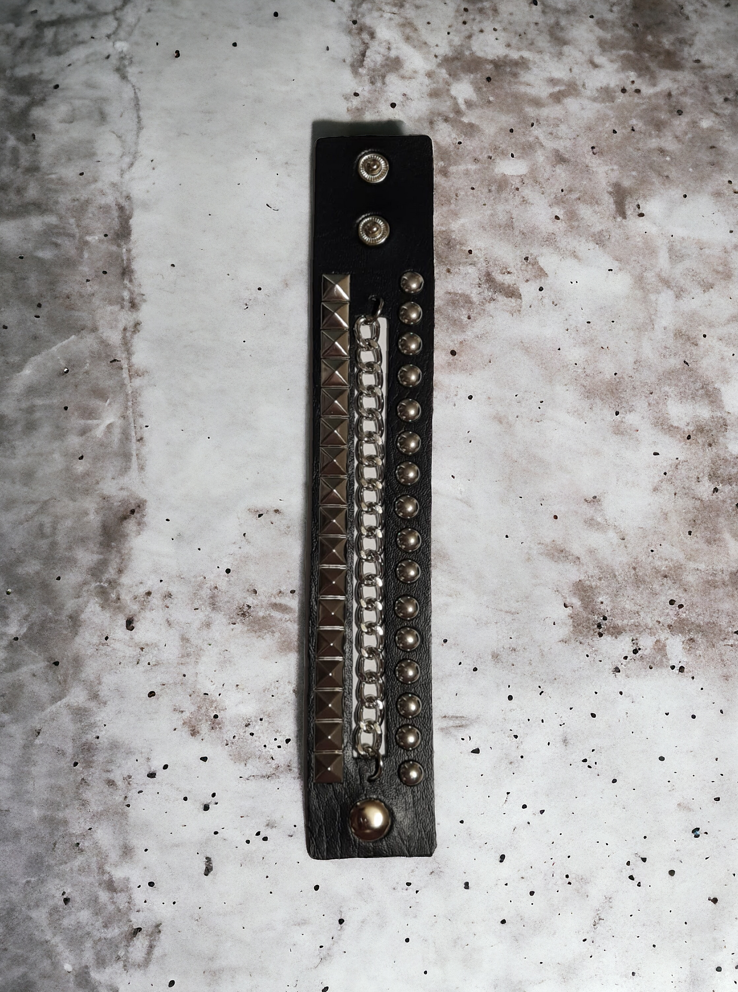 Studded Cuff With Chain Bracelet - Dare To Be Different