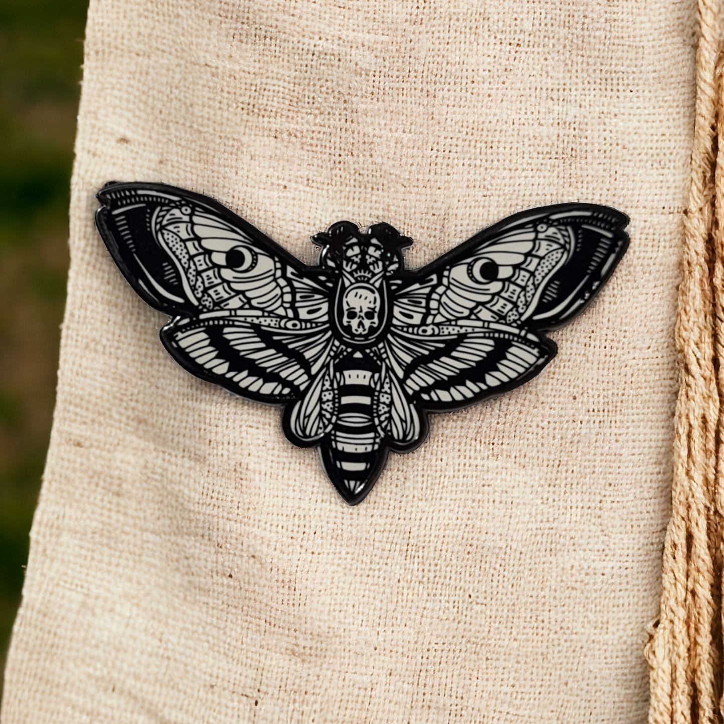 Death Moth Enamel Pin Badge – Elegantly Macabre Accessory