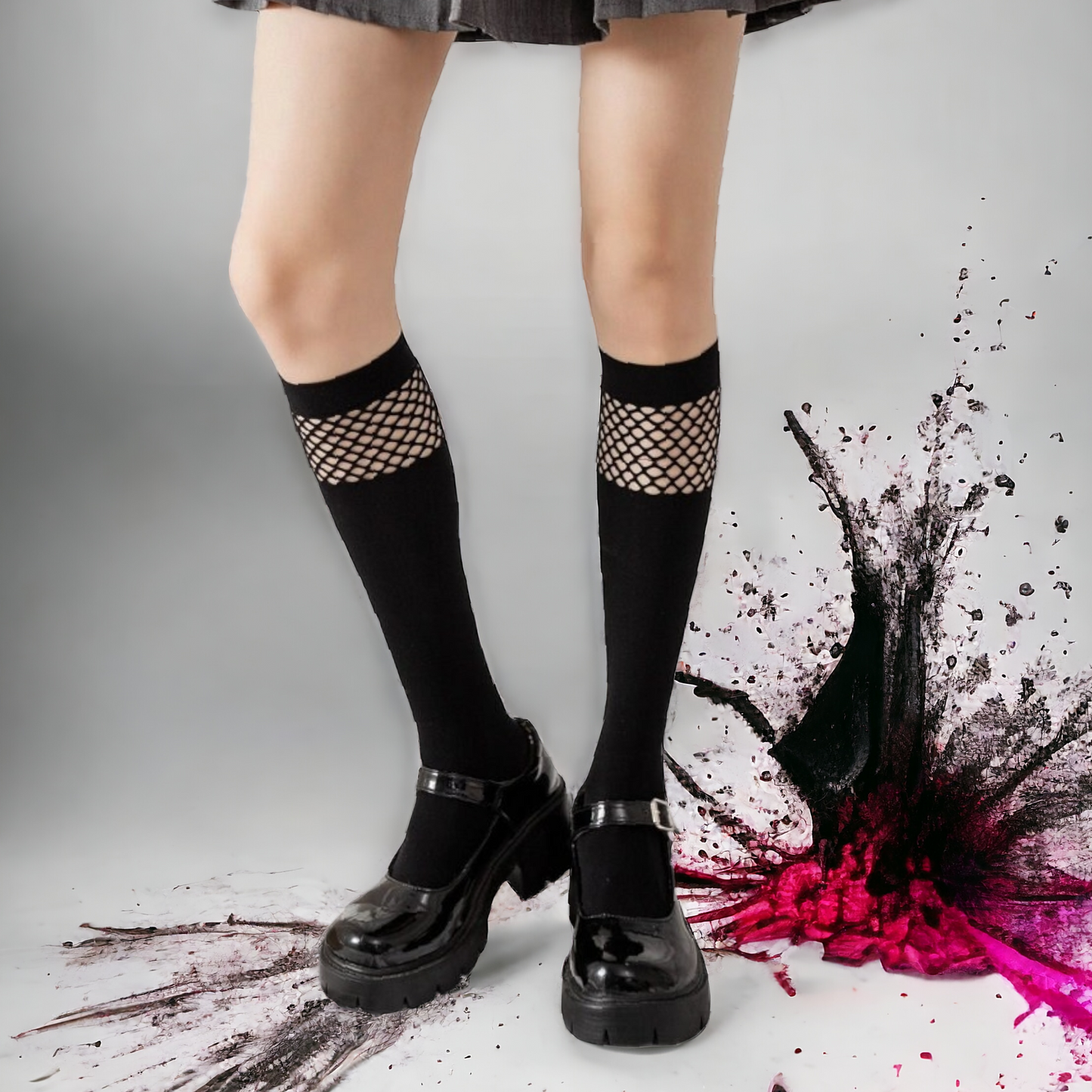 Solid Black Over-The-Calf Socks - Add An Alternative Flair To Any Outfit
