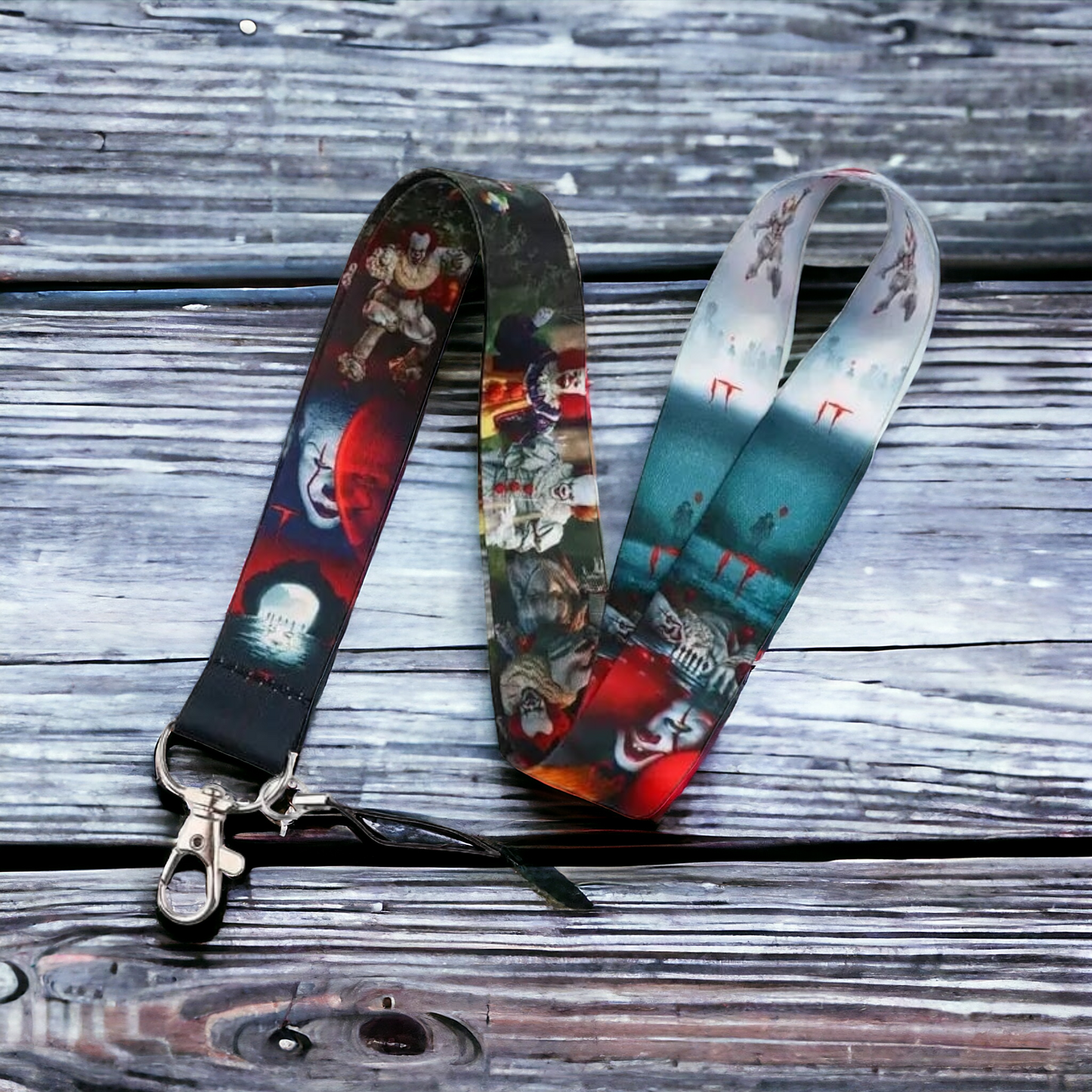 Pennywise with our exclusive IT Lanyard - A Perfect Blend Of Functionality And Fandom