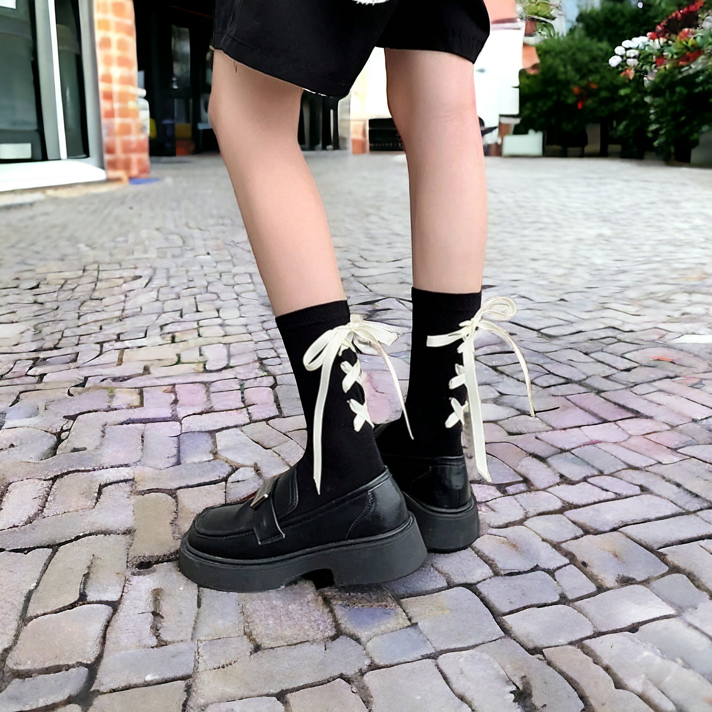Kawaii Bowknot Ribbon Mid-Calf Socks - Perfect For Alternative And Girly Fashion