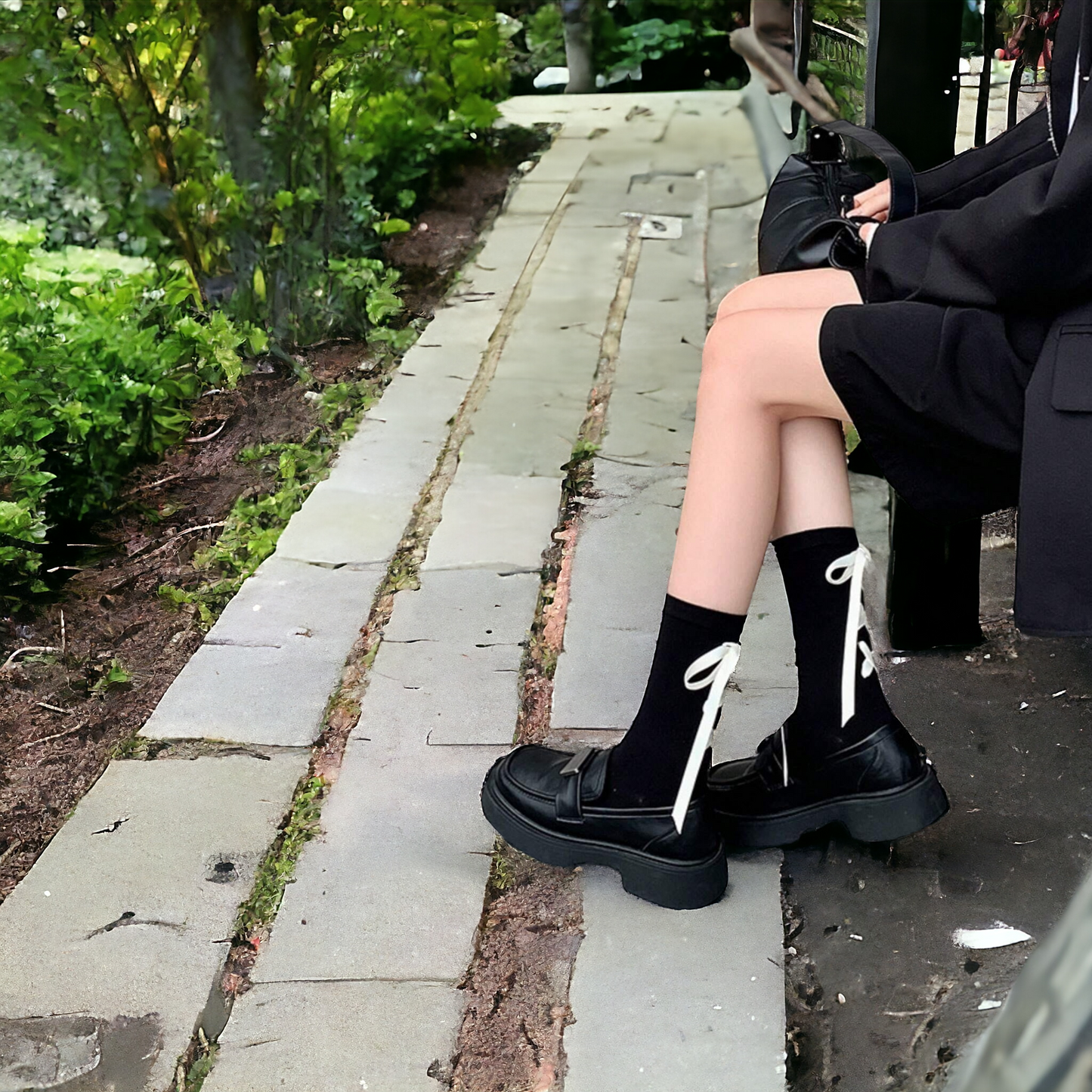 Kawaii Bowknot Ribbon Mid-Calf Socks - Perfect For Alternative And Girly Fashion
