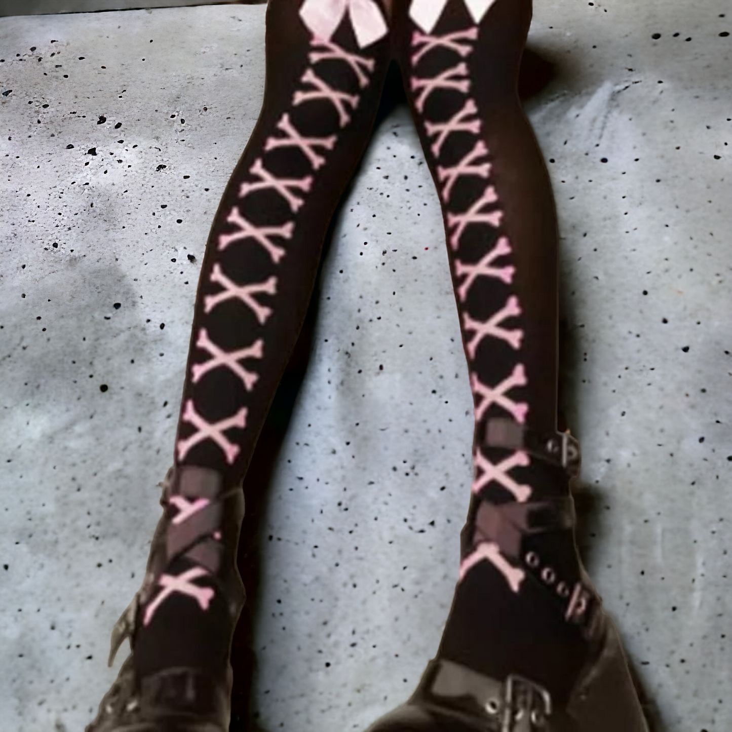Pink Bow and Bones Over-the-Knee Socks - kawaii-Inspired Outfits