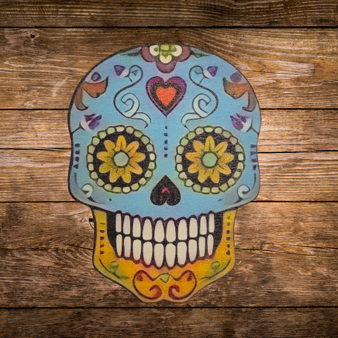 colourful skill wooden coasters blue and yellow gothic and alternative fashion