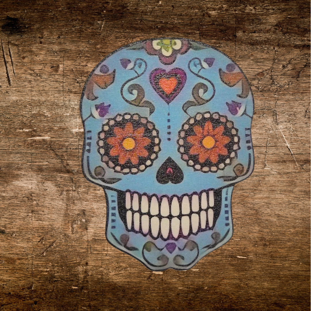 colourful skill wooden coasters blue gothic and alternative fashion