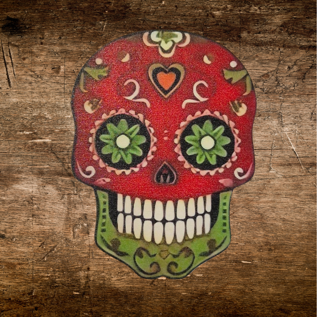 colourful skill wooden coasters red and green gothic and alternative fashion