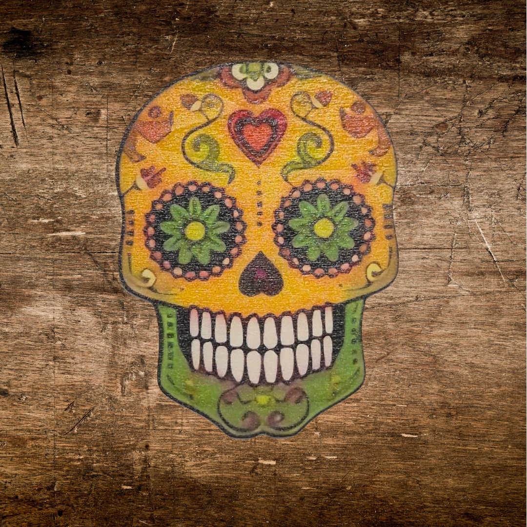 colourful skill wooden coasters yellow and green gothic and alternative fashion