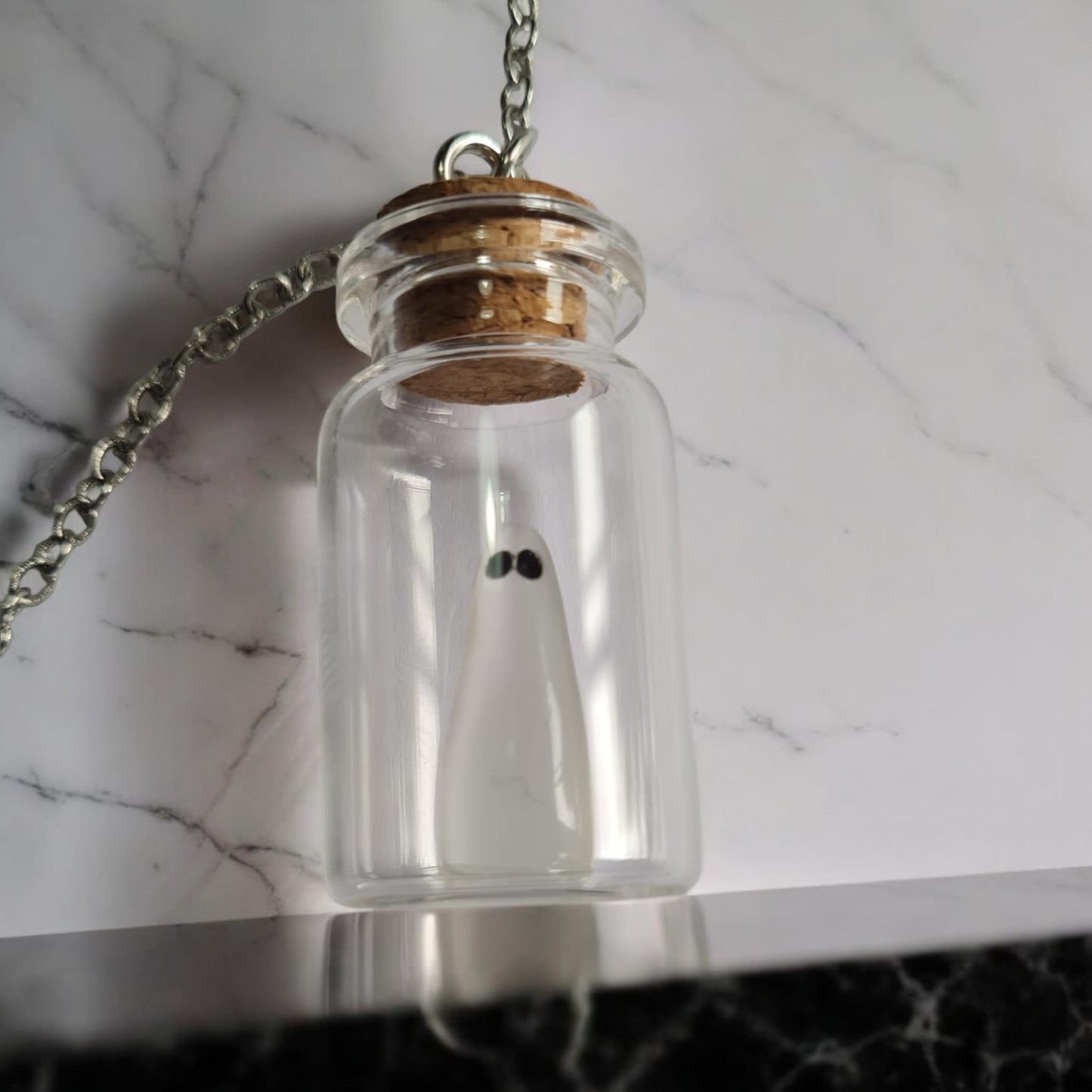 glow in the dark Ghost in a bottle necklace Halloween boo basket paranormal