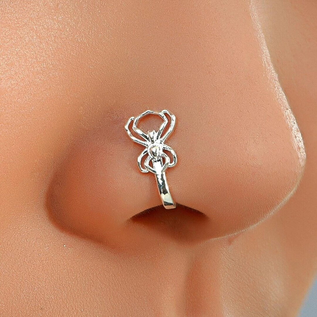 Spider Design Clip-On Nose Ring - Bold Gothic-Inspired Look