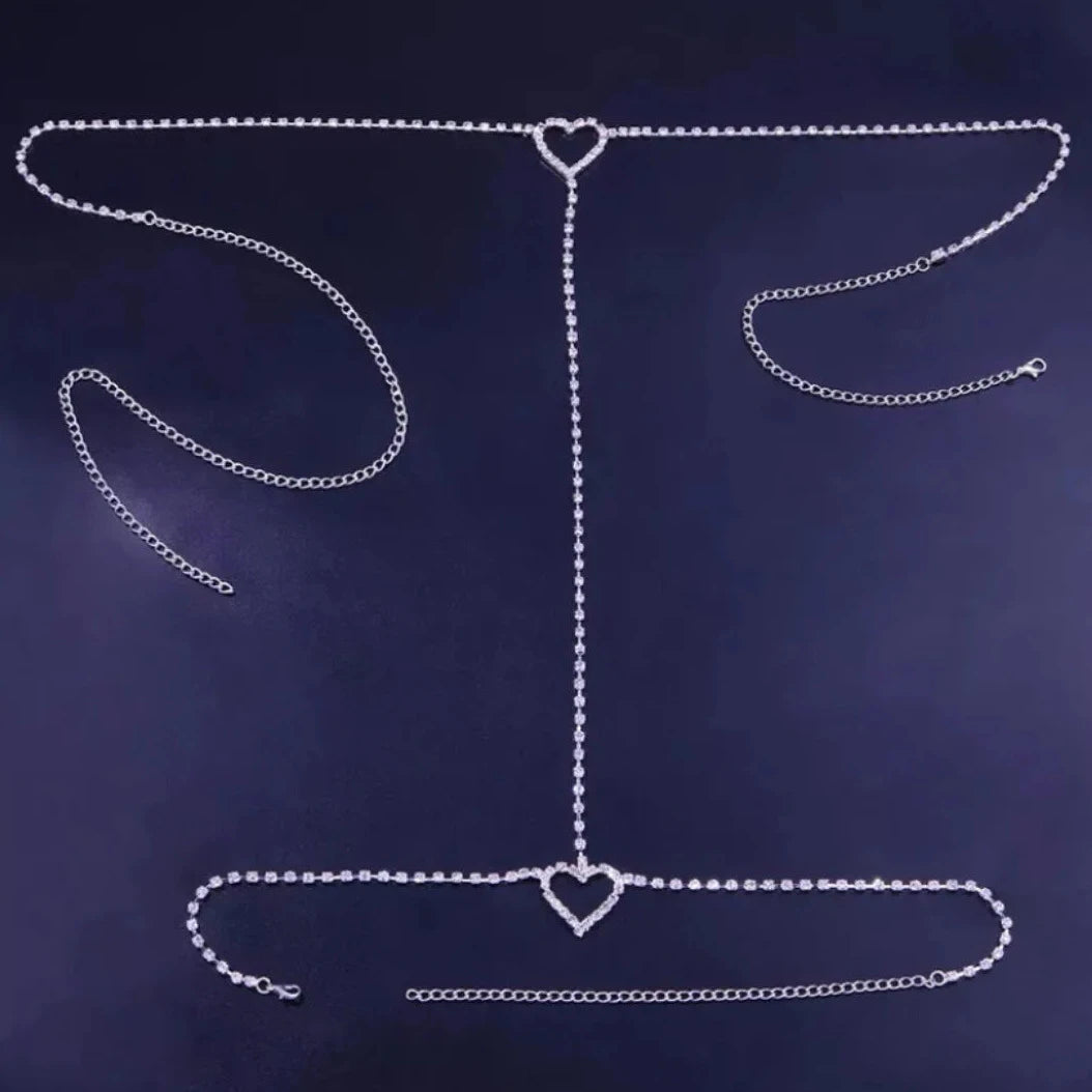 Sexy Rhinestone Heart Pendant Thigh Chain - A Dazzling Piece Of Body Jewellery Designed To Turn Heads