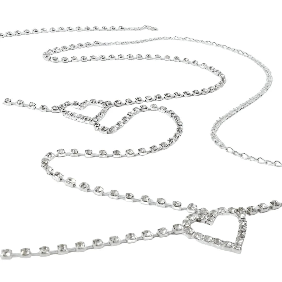 Sexy Rhinestone Heart Pendant Thigh Chain - A Dazzling Piece Of Body Jewellery Designed To Turn Heads