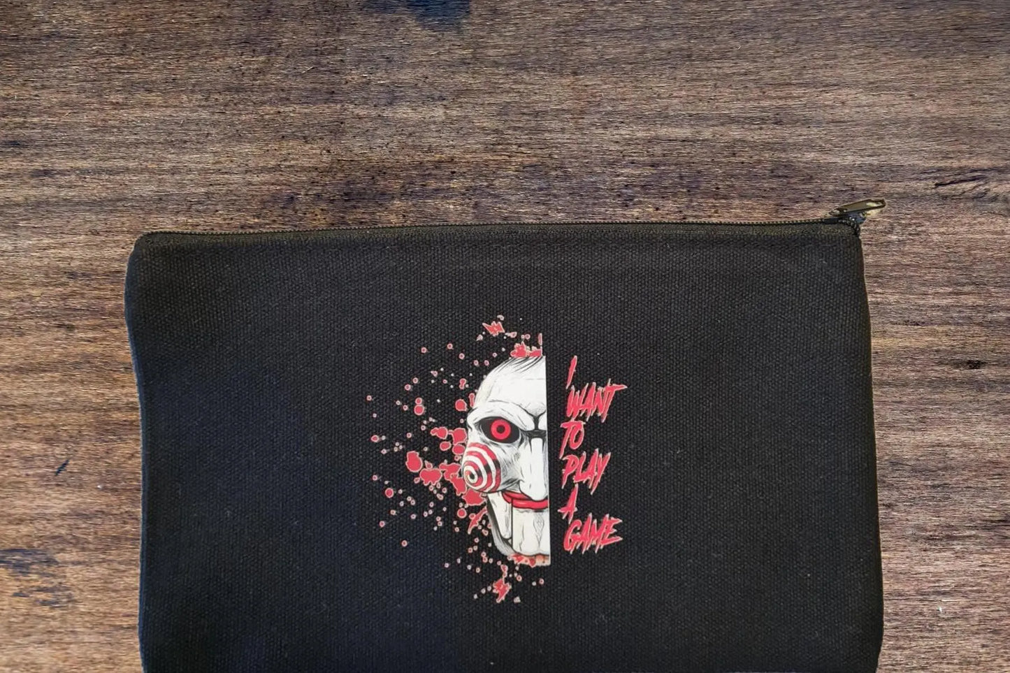 jigsaw print makeup or pencil case for horror fans