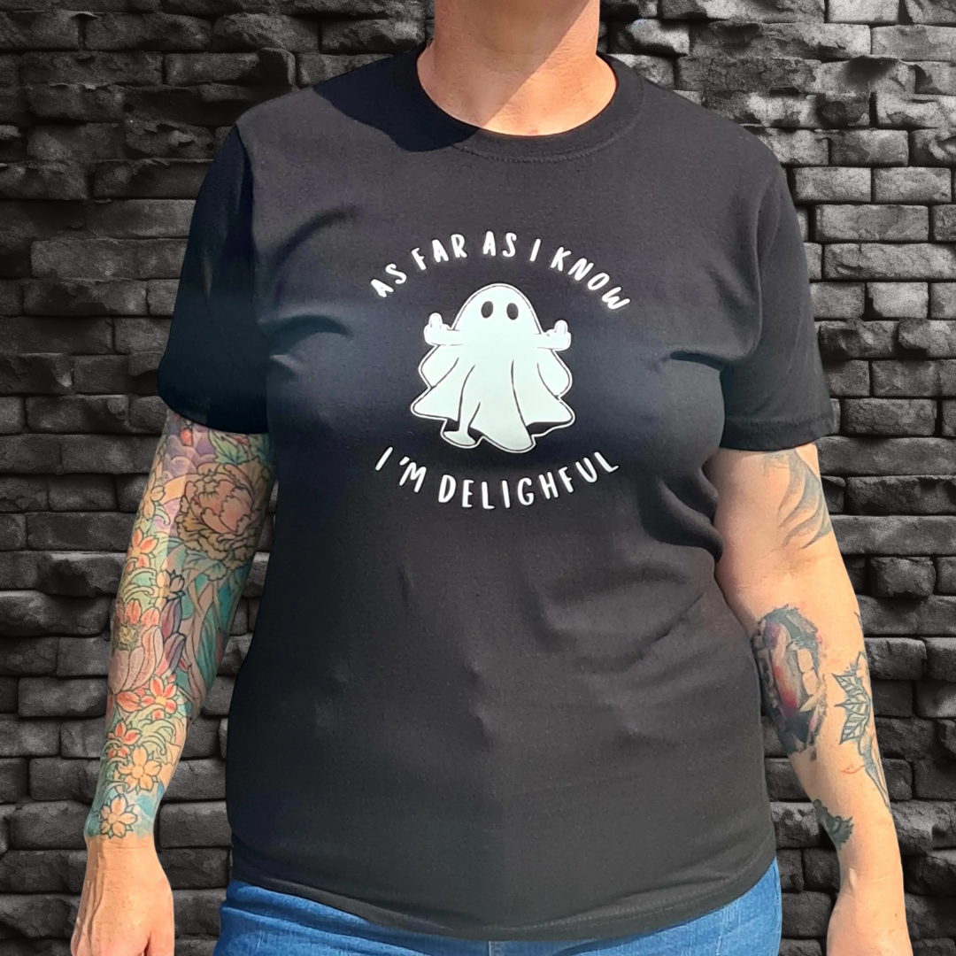 cheeky rude middle finger ghost with attitude fashion UK horror and alternative lovers