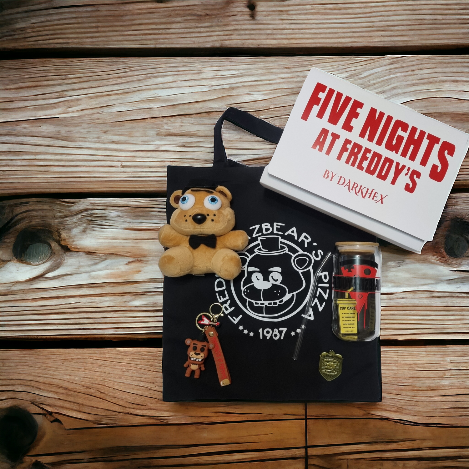 fnaf gift set with handmade box and decals