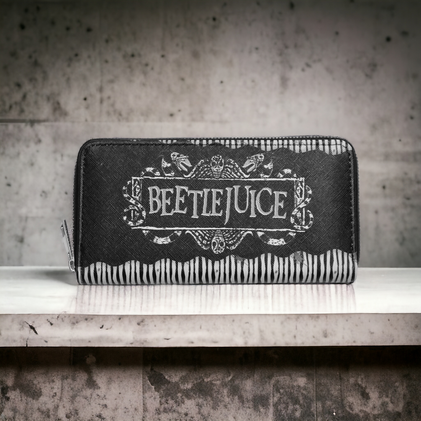 Beetlejuice Inspired Pattern Long Purse