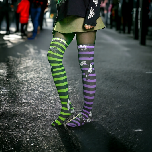 Beetlejuice Inspired Over The Knee Socks