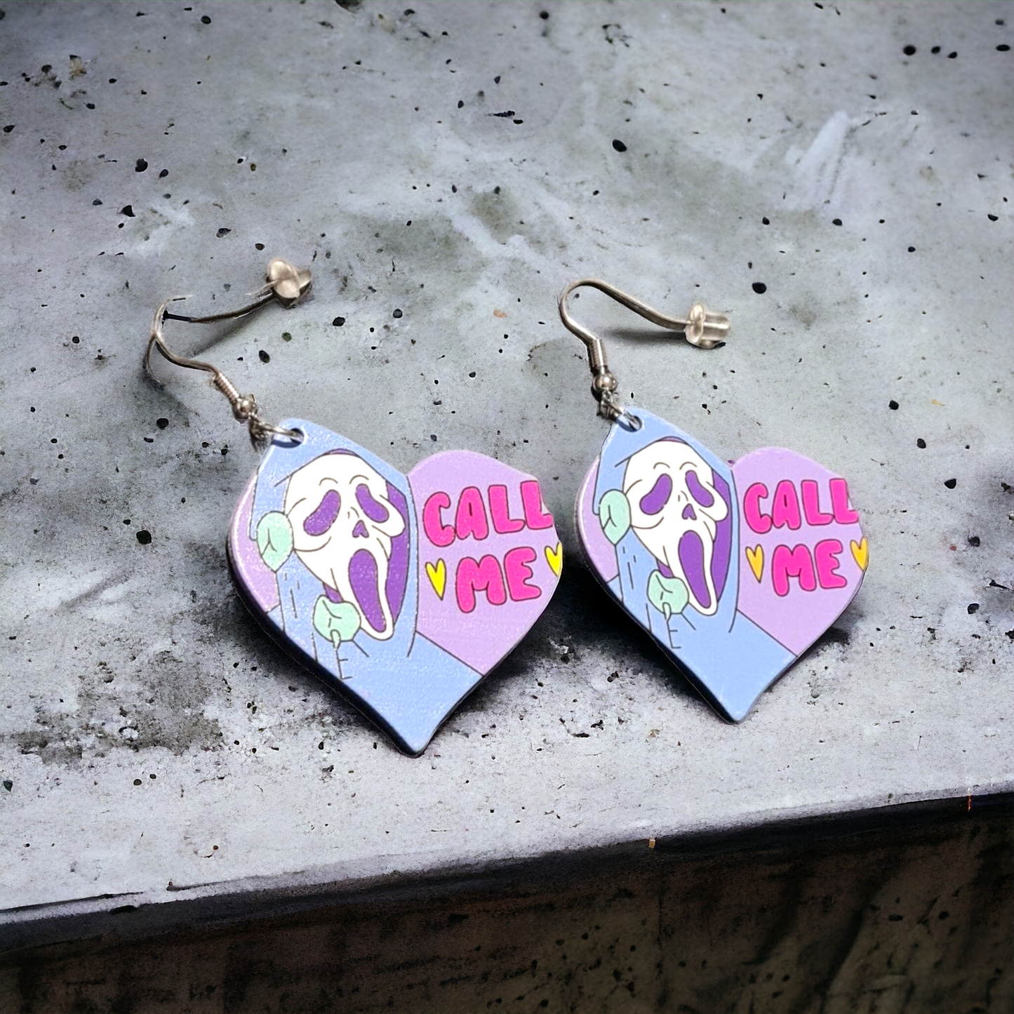 Cute Handmade Heart Ghostface Call Me Earrings