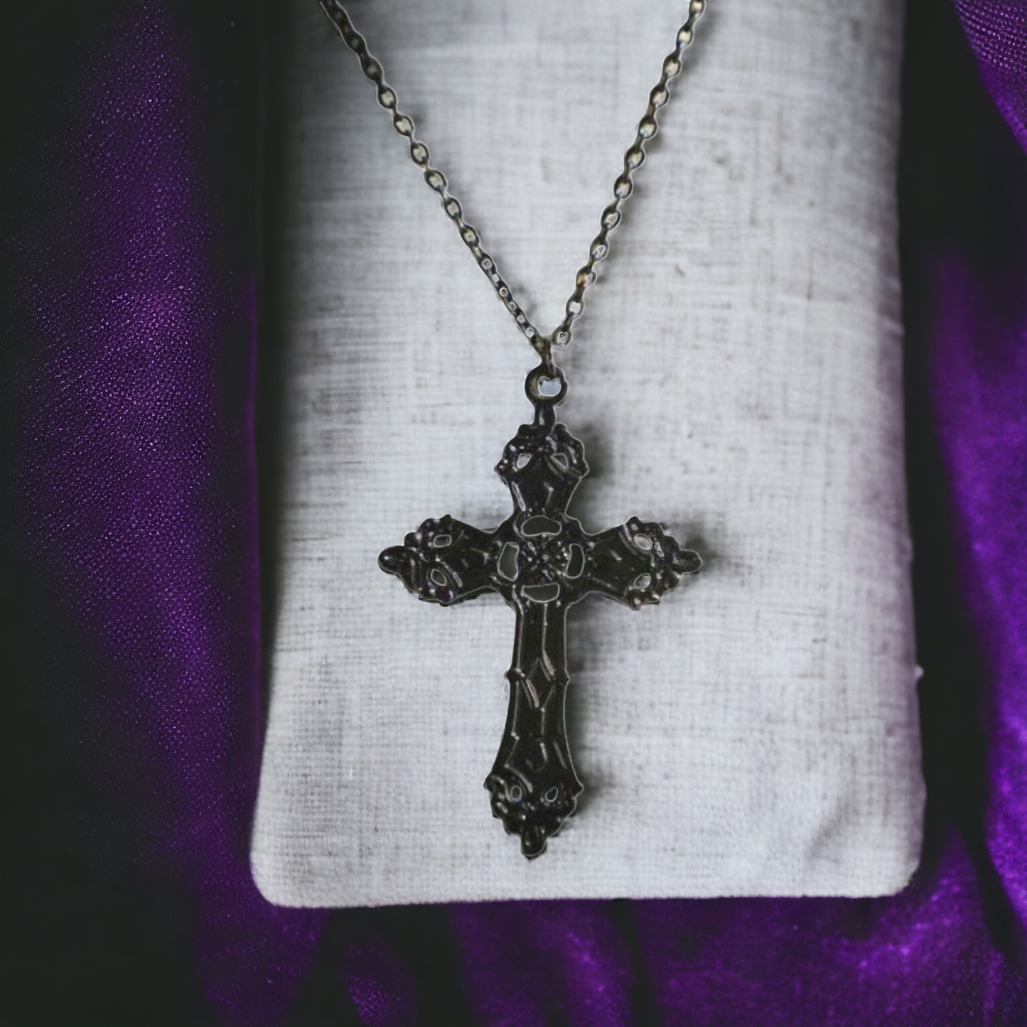 Gothic Black Cross Detail  Necklace