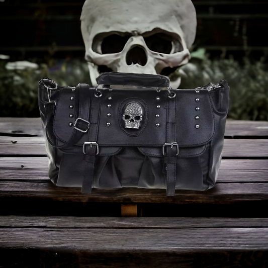 Skull & Buckle Large Studded Handbag