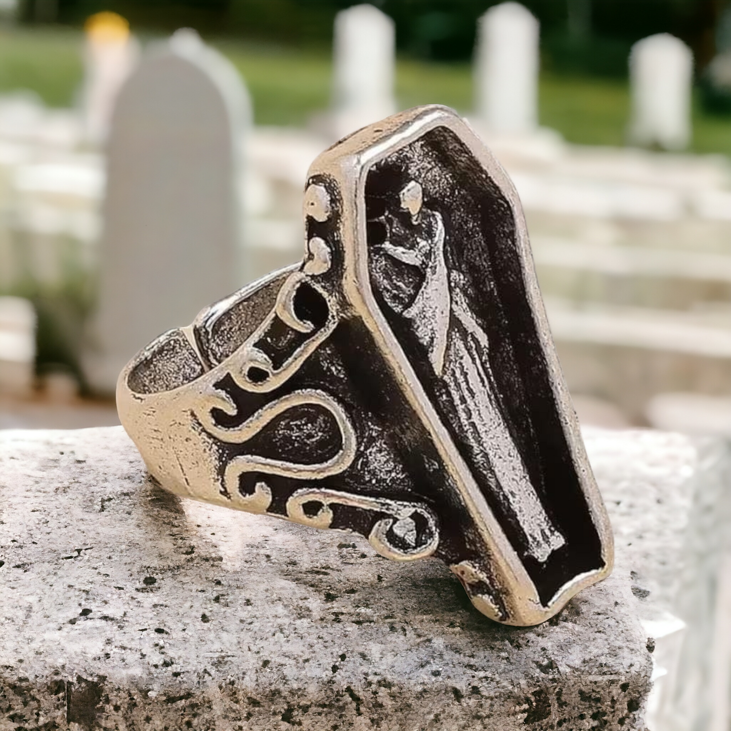 Gothic Tombstone/Coffin Ring