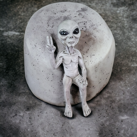 Peace Sign Grey Alien Home Decoration, Ornament, UFO, Area 51, Space, Book End