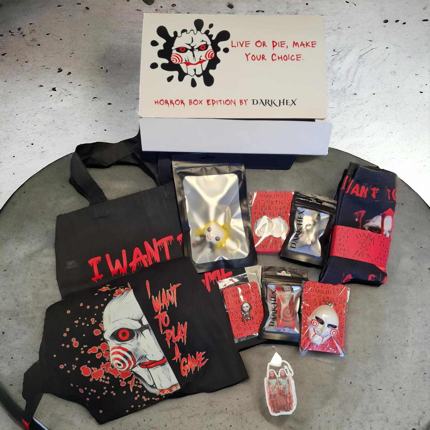 Jigsaw Inspired Horror Gift Set With Gift Note