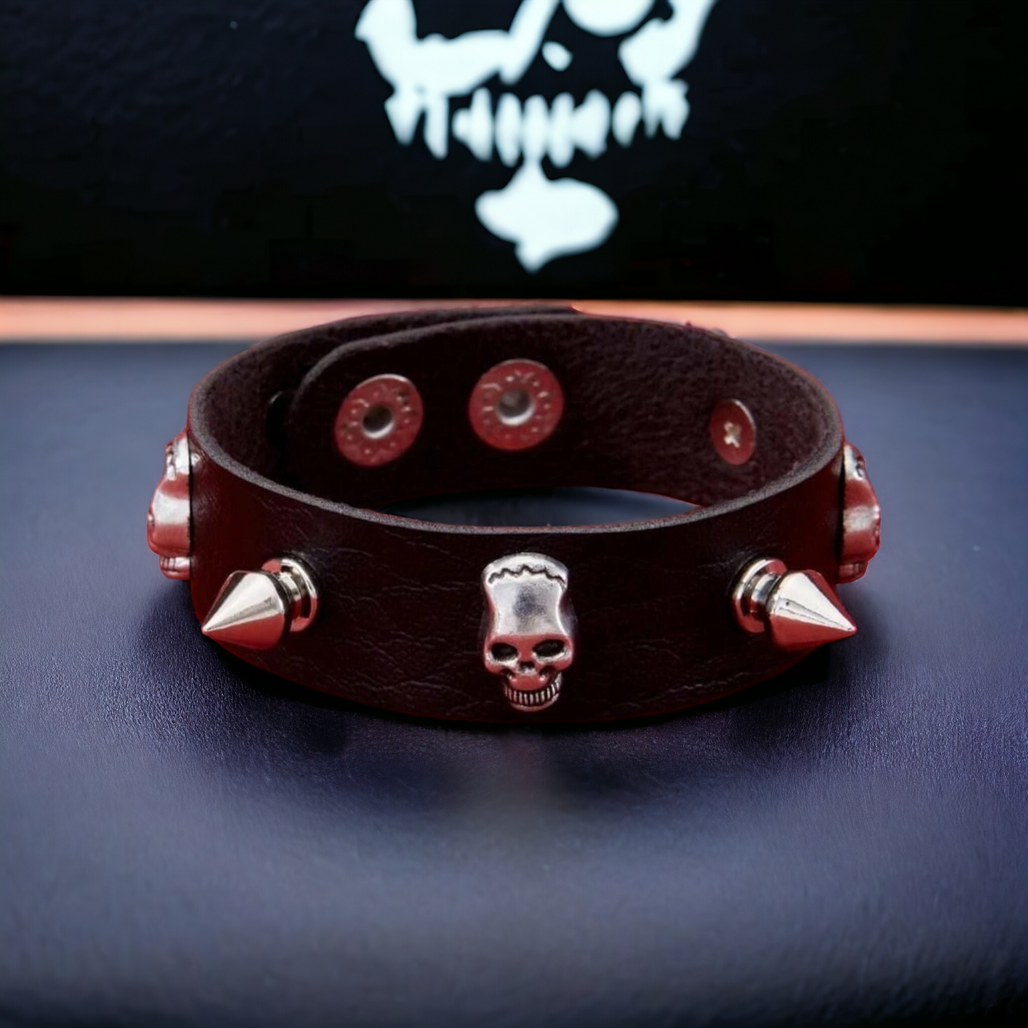 Skulls & Spikes PU Leather Bracelet