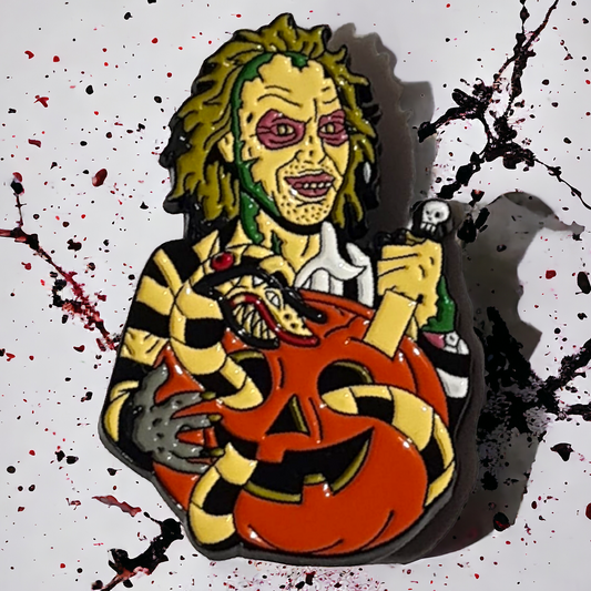 Beetlejuice Deluxe 2" Halloween Pumpkin Carving Enamel Pin