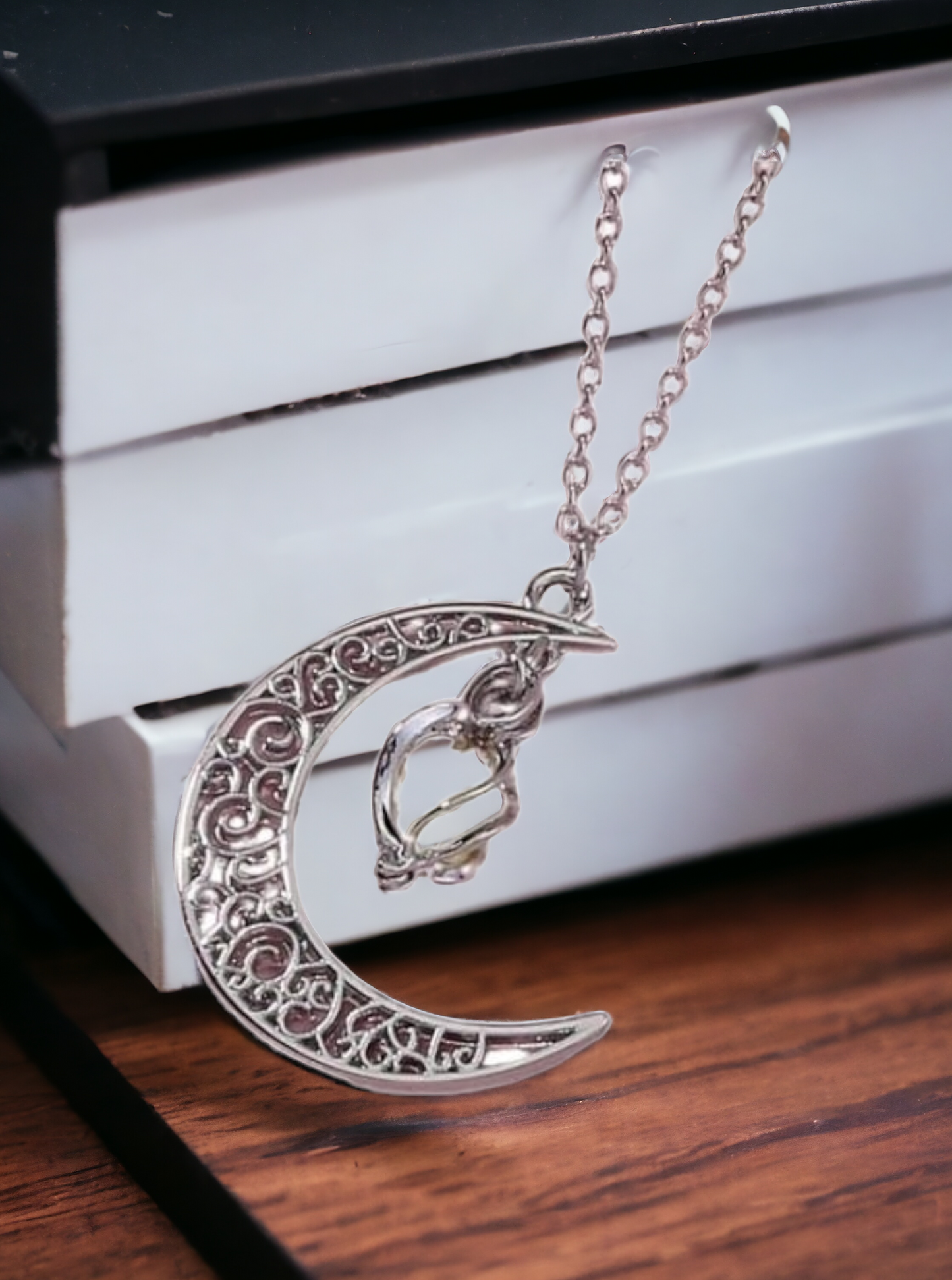 Enchanting Glow In The Dark Moon Charm Necklace