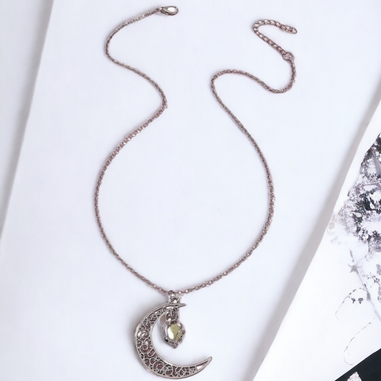 Enchanting Glow In The Dark Moon Charm Necklace