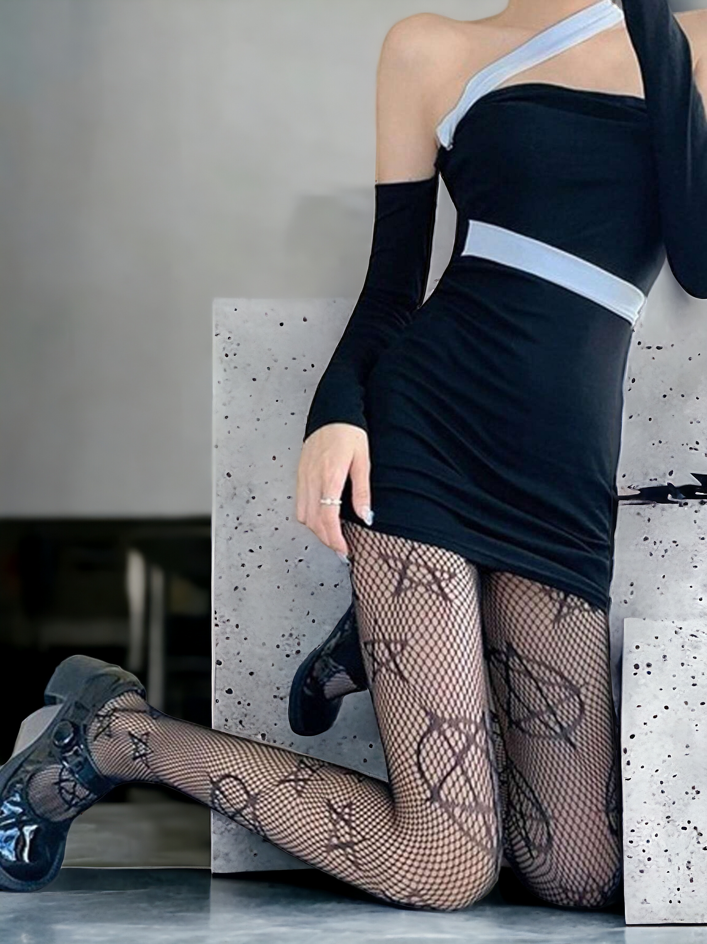 Gothic Pentagram Pattern Tights