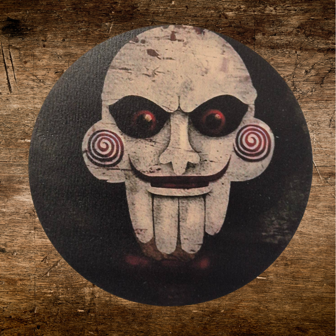 Hand painted jigsaw head wooden coaster