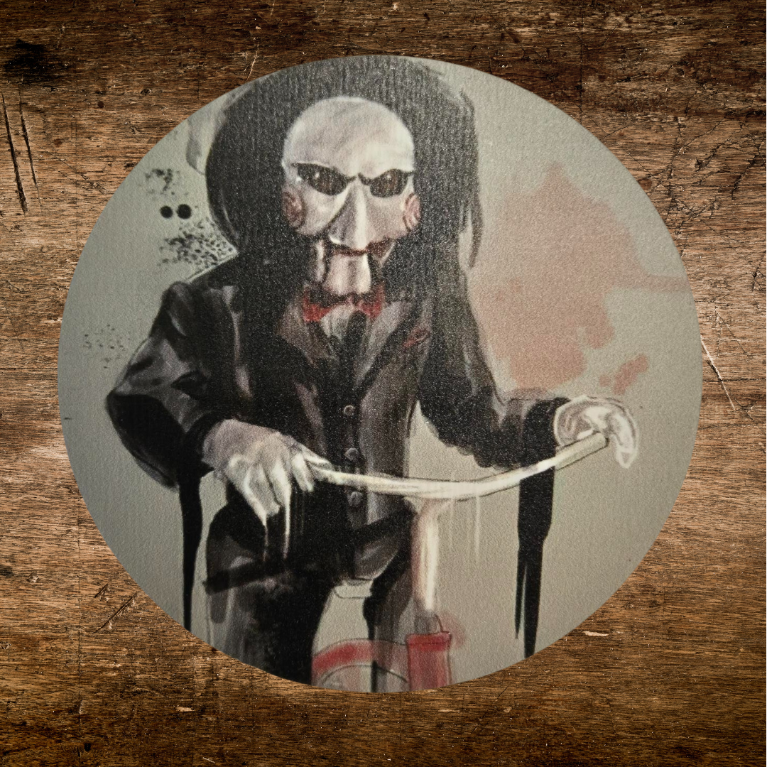 Jigsaw inspired hand painted wooden coaster