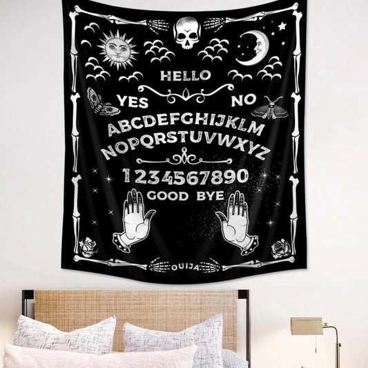 Witchy and spells talking board tapestry for an occult gift.