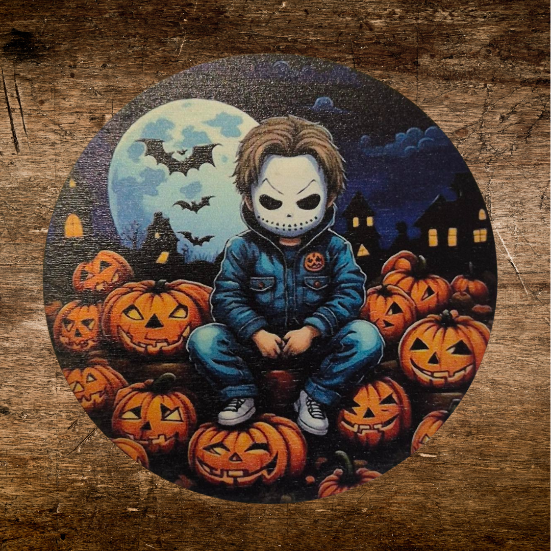 baby cute wooden coaster Michael Myers