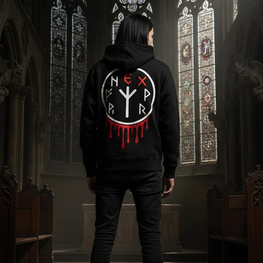 darkhex runes black hoodie, gothioc and alernative streetwear