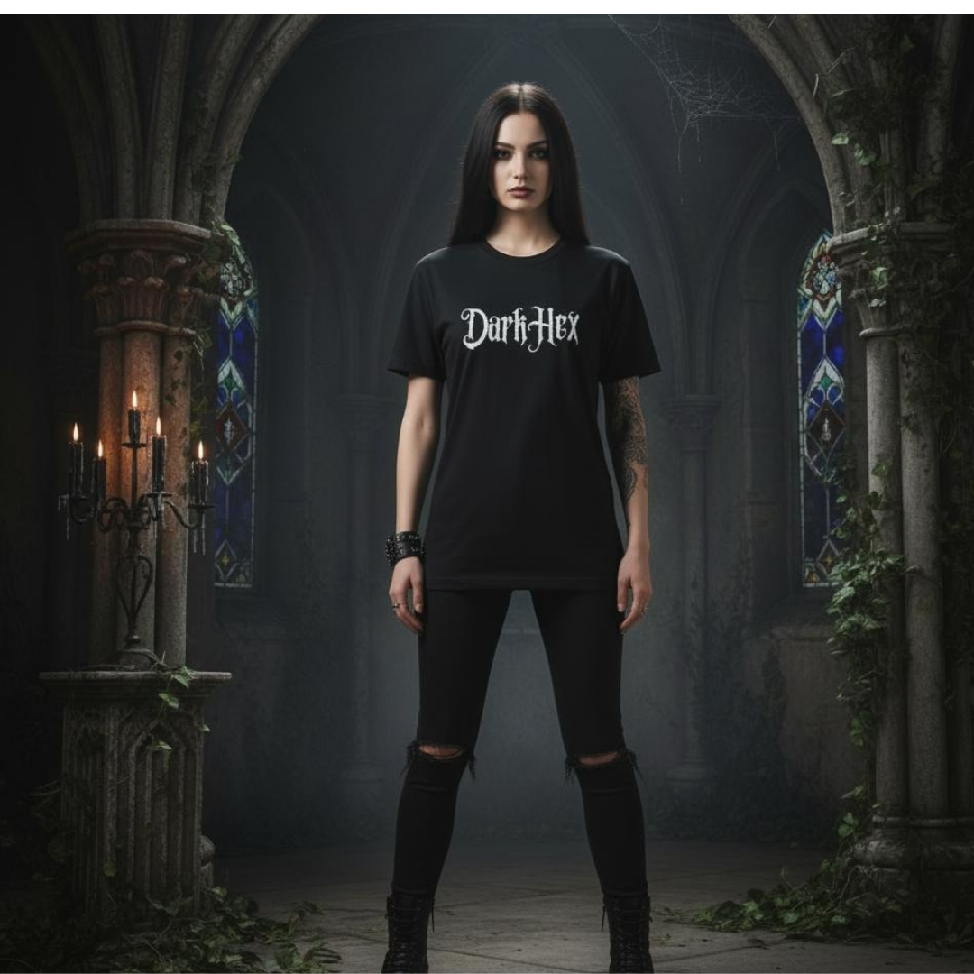 darkhex tee in black with logo