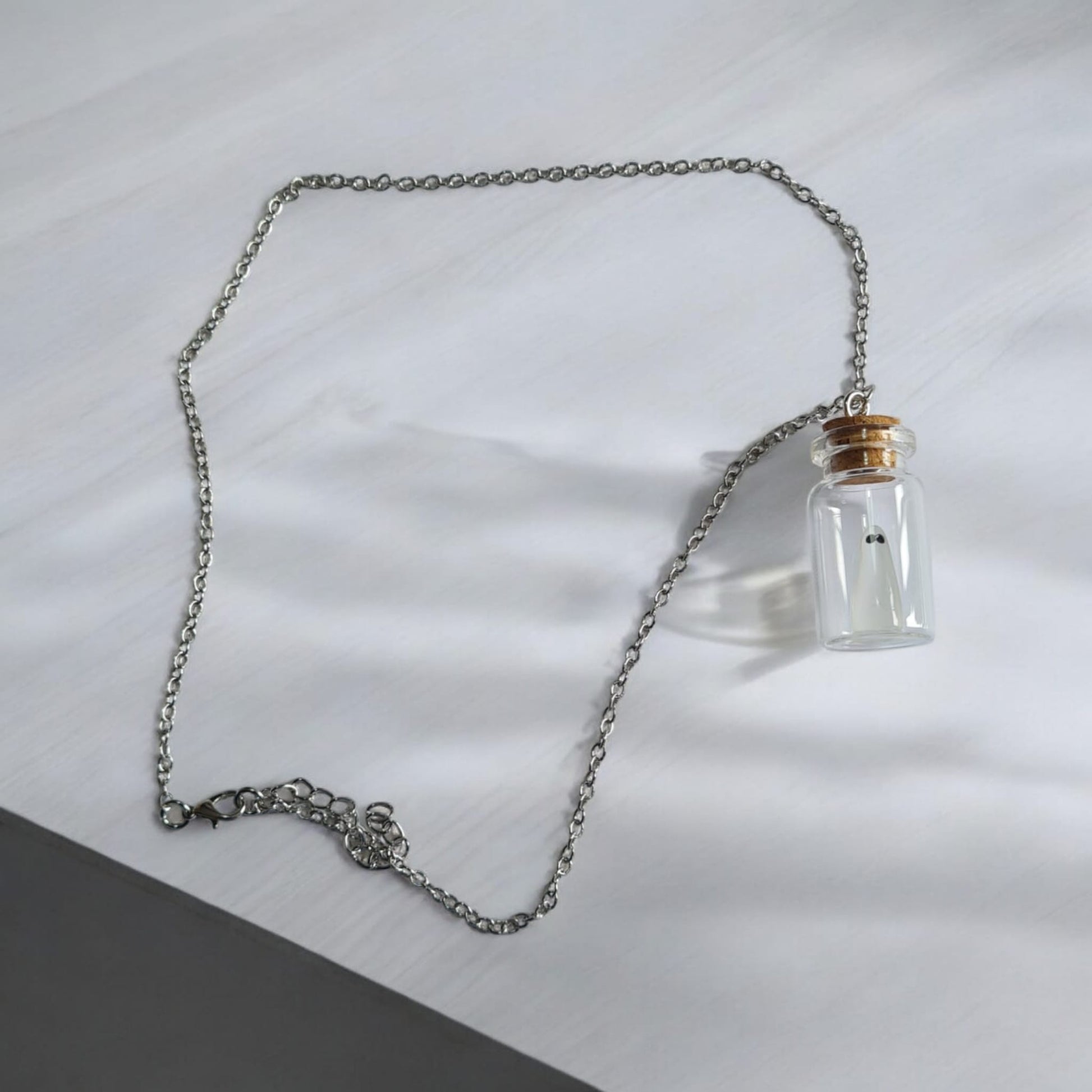 glow in the dark Ghost in a bottle necklace Halloween boo basket paranormal 