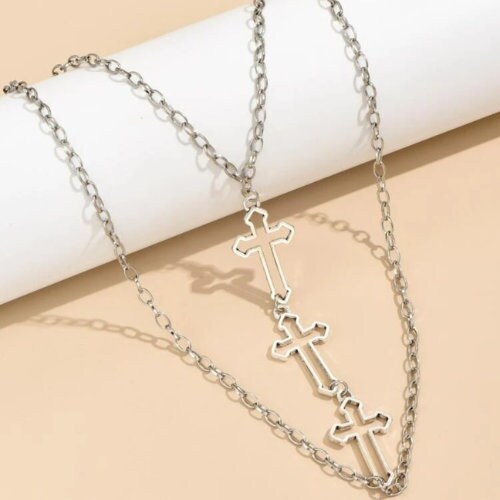 Gothic Cross Layered Thigh Chain Body Jewellery Boho Style With Elasticated Band