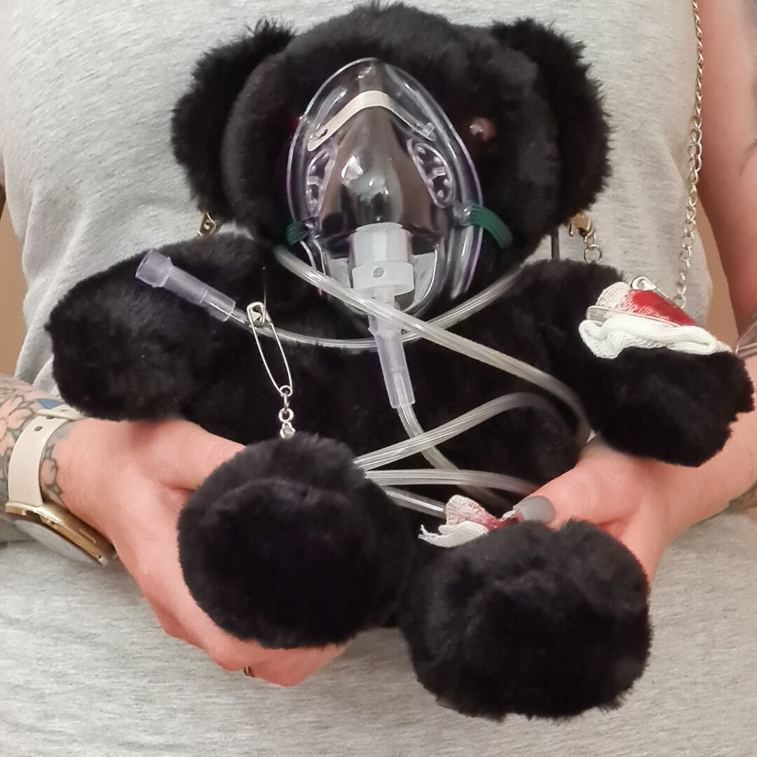 Handmade Alternative Black Teddy Unique Oxygen Mask Design